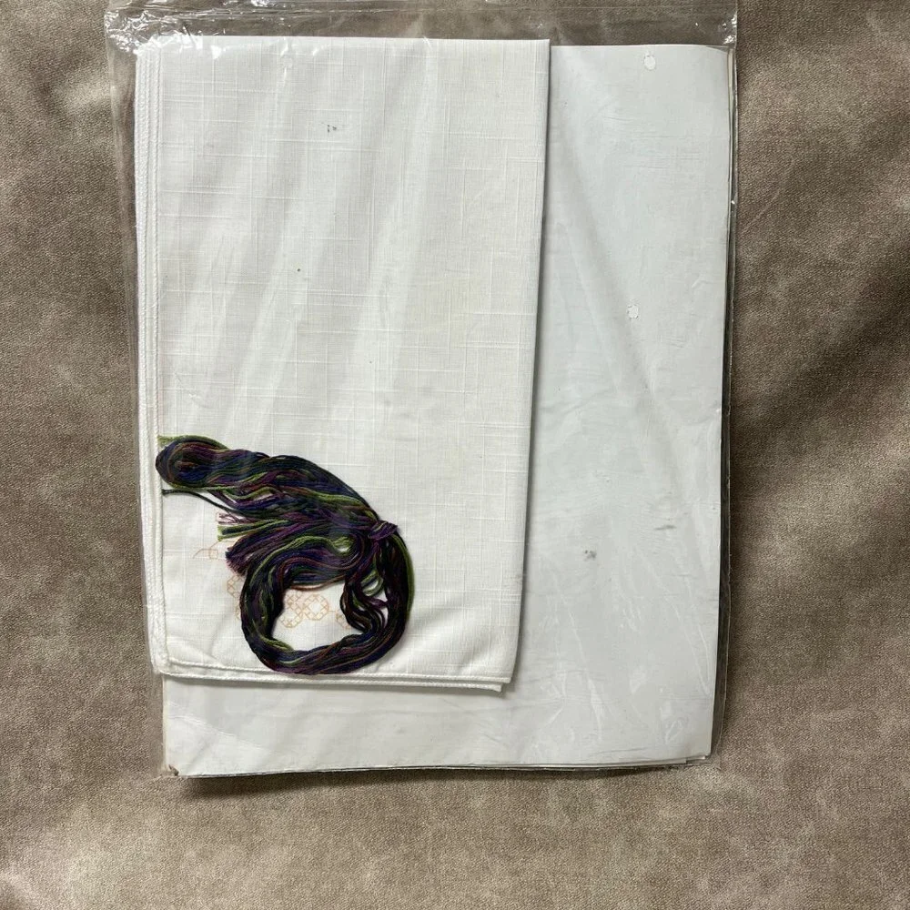 Bucilla Autumn Harvest stamped cross stitch embroidery napkins set 4 kit sealed